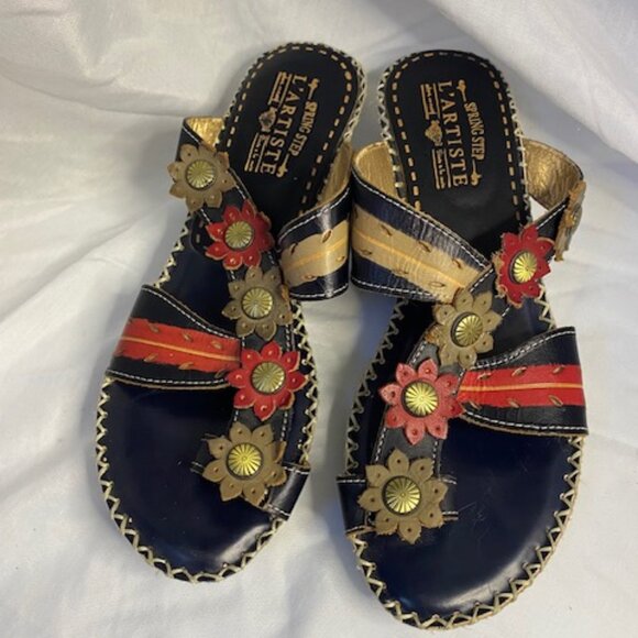 La Artiste Spring Step Santorini Leather Sandals size 39 EUR USA 8.5 - Picture 1 of 7